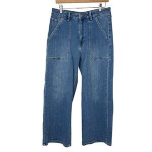 JUSTUSA Carpenter Wide Leg Jeans Women’s 31/12 Blue Utility Pocket Stretch